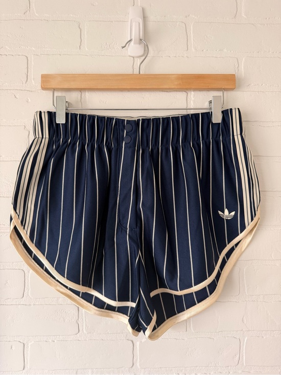 adidas Pants - Adidas Originals Women’s Navy Pinstripe Firebird Shorts w Cream Trim, M, NWT